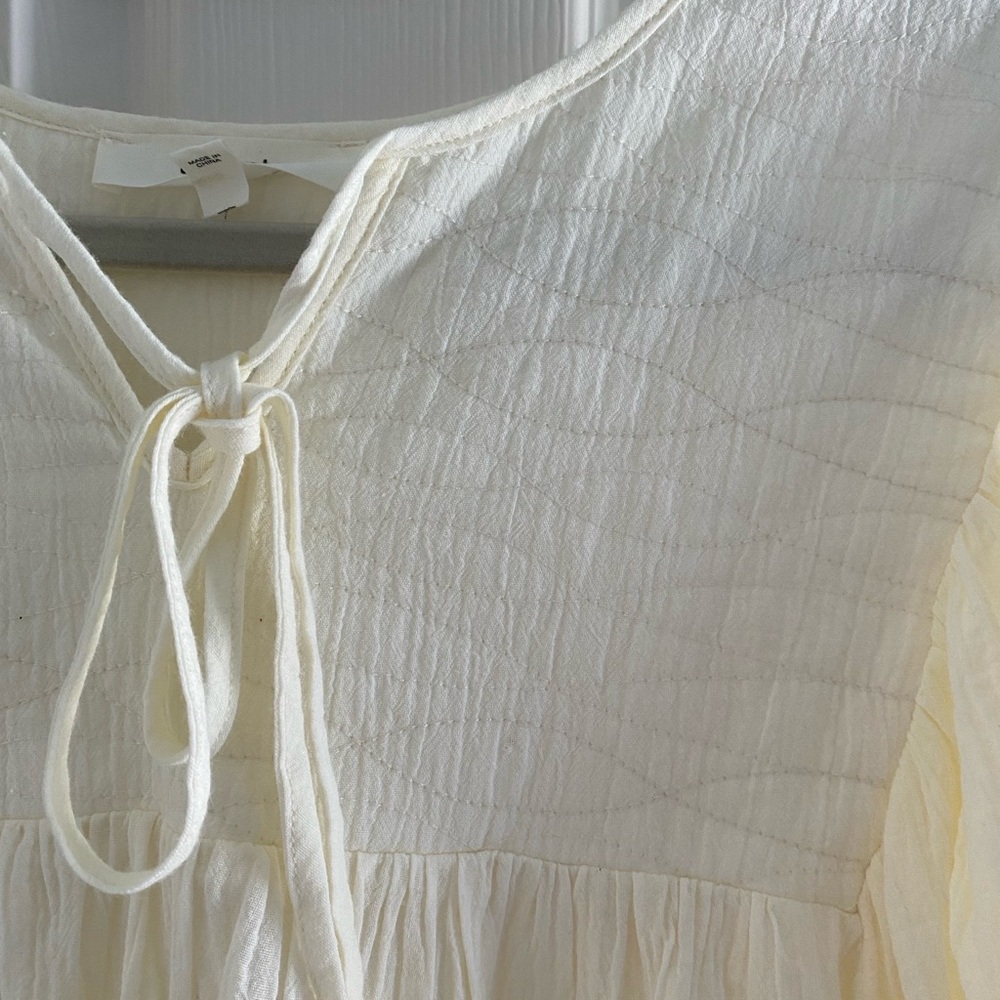 Amente boho cotton white quilted peasant top blouse - Picture 5 of 9
